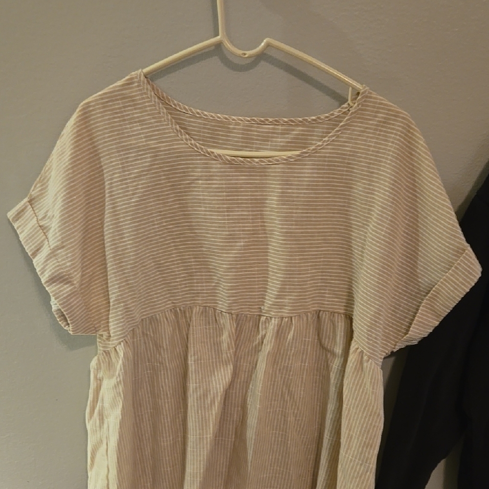 Striped Cream Short Sleeve Top